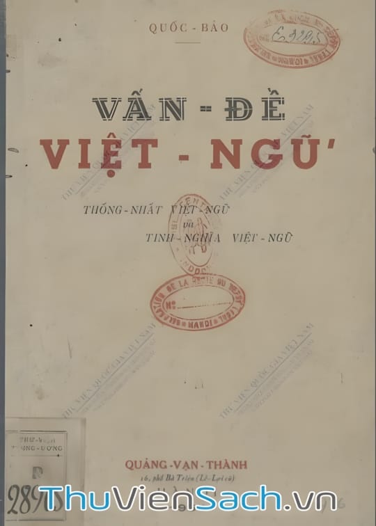 Ảnh bìa sách Vấn Đề Việt Ngữ