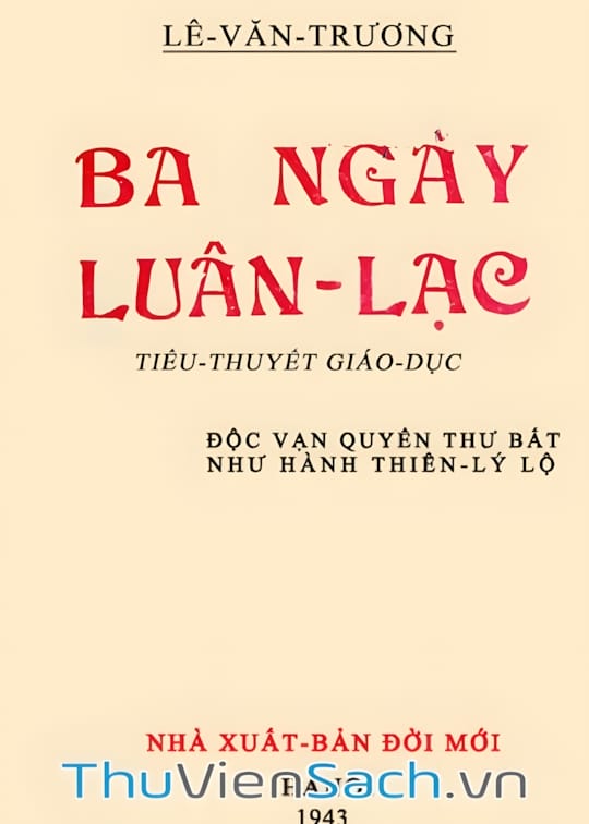 Ảnh bìa sách Ba Ngày Luân Lạc